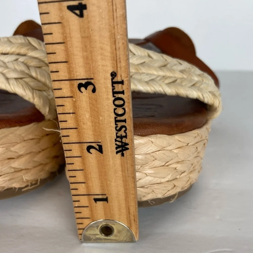 Musse and Cloud Tino Sandals Size 5.5 Espadrille‎ Ankle Strap Cognac & Beige
